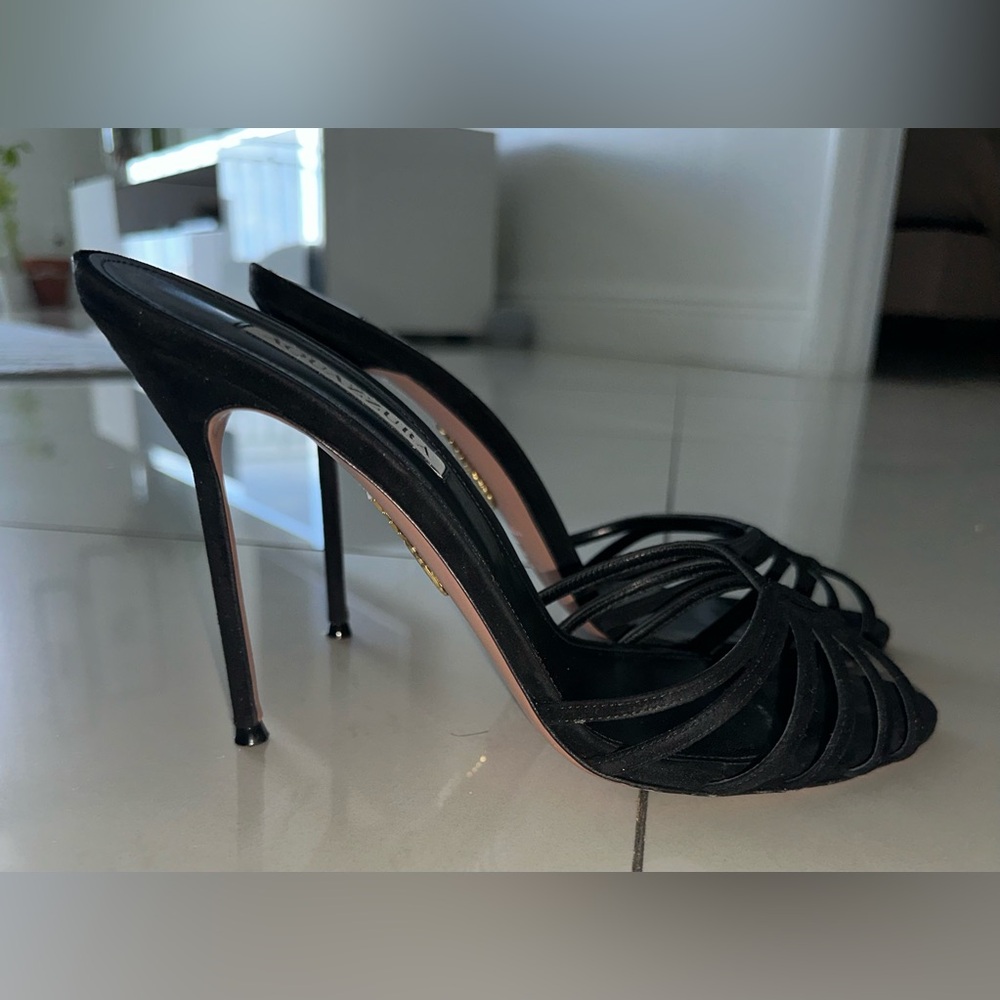 Aquazzura FLOW 105MM MULES IN BLACK - Picture 6 of 8